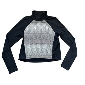 Under Armour Cropped Mock Scuba Neck Long Sleeve Cold Gear Black White